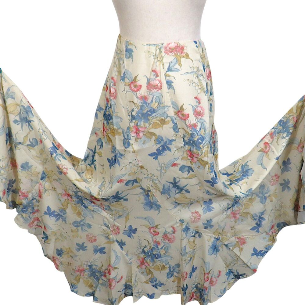 Tuckernuck Cosmos Floral Lightweight Flowy Mallory Maxi Skirt Size Medium